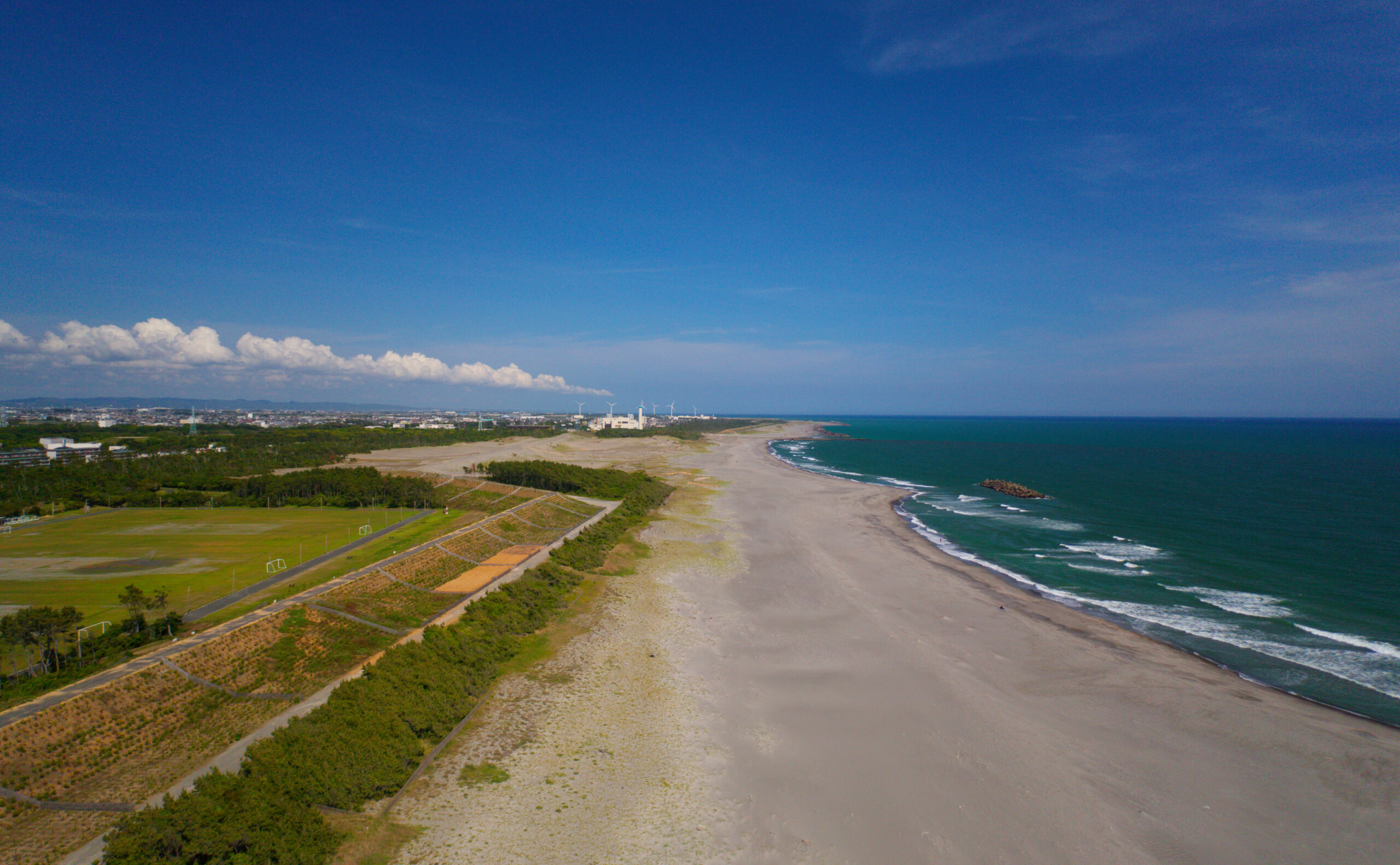 ドローン空撮写真、中田島砂丘・遠州灘海岸